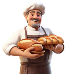 PNG Cartoon bread baker food.