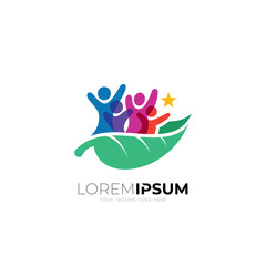 Family icon with leaf design nature, simple logos