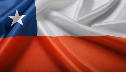 Realistic Artistic Representation of The Republic of Chile waving flag