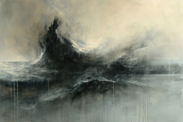 Dark and moody abstract art of wave crashing. Wall Art, digital download, 