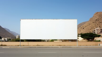 Blank billboard in urban landscape