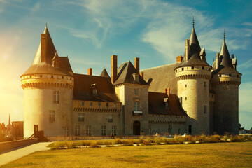 Naklejka premium Great Chateau de Sully-sur-Loire - castle in Loire valley, France