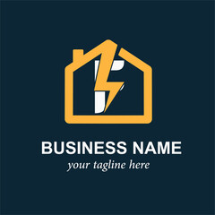 Electric Logo with Lightning Bolt. Initial Letter F and Thunder Bolt  for Electrical Service or Business Logo Idea Design