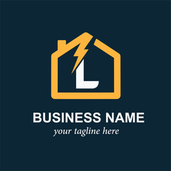 Electric Logo with Lightning Bolt. Initial Letter L and Thunder Bolt  for Electrical Service or Business Logo Idea Design