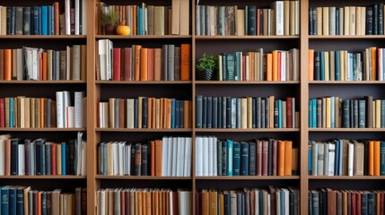 Cozy bookshelf with diverse collection of books