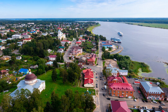 City of Myshkin. Aerial view of the Assumption Cathedral. Russia