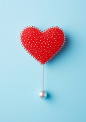 red heart-shaped decoration with pearl
