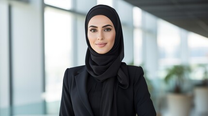confident muslim woman in black hijab