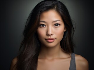 Obraz premium beautiful asian woman with long dark hair