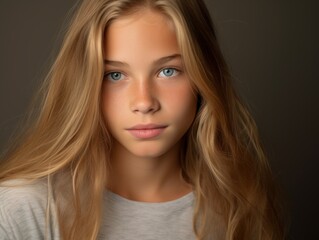 Naklejka premium Thoughtful young woman with long blonde hair