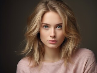 Naklejka premium Thoughtful young woman with blonde hair