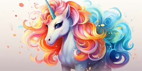 Fototapeta premium Colorful Unicorn Fantasy Illustration