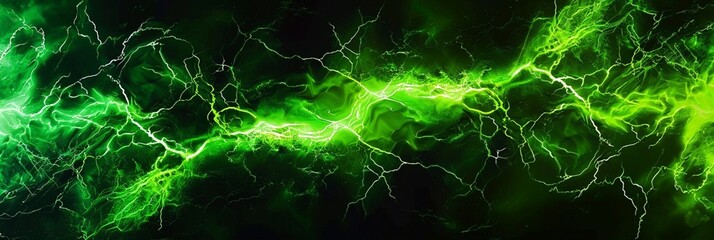 green electric sparks dancing in the air, their vivid colors contrasting against a black background like a celestial firework display.