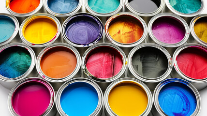 colorful paint , flat , white background