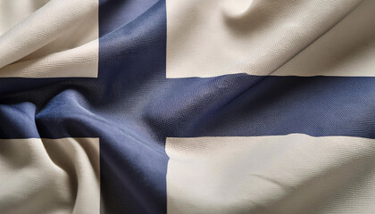 Realistic Artistic Representation of The Republic of the Finland waving flag