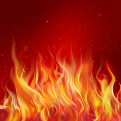 Fototapeta premium Vivid Scarlet Flame Arcs Shooting Across the Scene