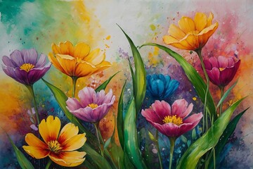 watercolor painting of flowers