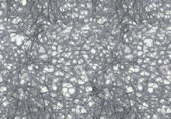 Seamless decorative grey material for surface decoration. Sisal texture. Many long fibers of hairs on a cotton paper background.