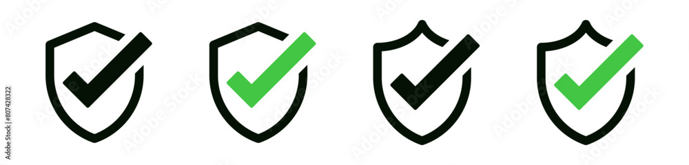 Aufkleber Shield check mark icon or security shield protection icon with tick symbol