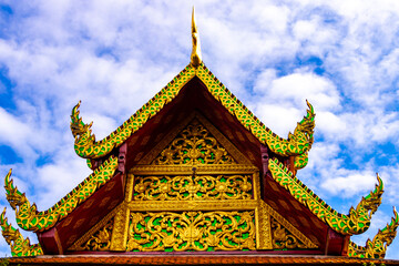 Fototapeta premium Golden Wat Phra That Doi Suthep temple building Chiang Mai Thailand.