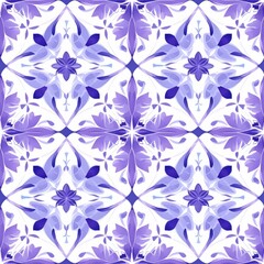 Blue and Purple Flower Tiled Design