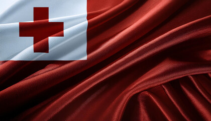 Realistic Artistic Representation of the Tonga waving flag