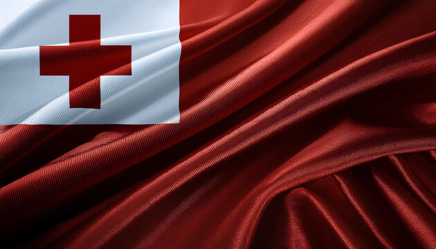 Realistic Artistic Representation of the Tonga waving flag