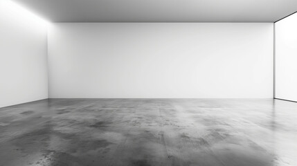 Modern empty commercial space with white walls and polished concrete floor.
