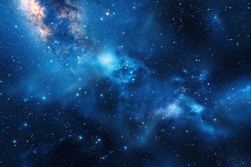 Blue dark night sky with many stars. Milkyway cosmos background - generative ai