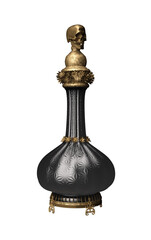 3d render bottle of potion skull witchcraft isolated