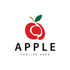 Apple Logo, Fresh Red Fruit, Vector Design Template