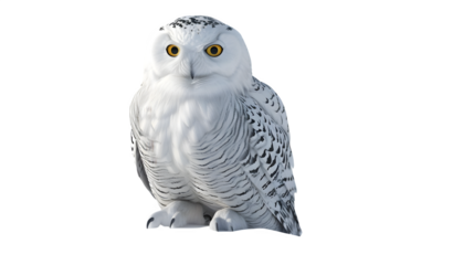 White owl isolated on a transparent background, PNG, Ai