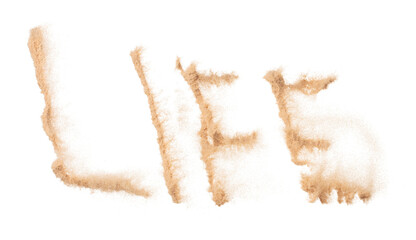 LIFE Text Word of Sand letter. Calligraphy of Sand flying explosion with LIFE text wording in...