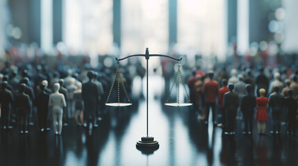 Scale of justice with scale of justice. Law and justice concept.