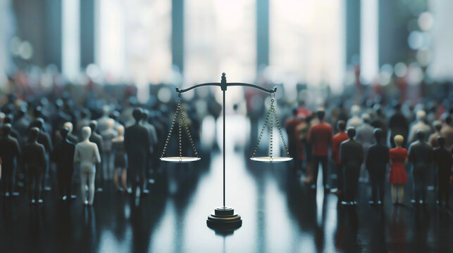 Scale of justice with scale of justice. Law and justice concept.