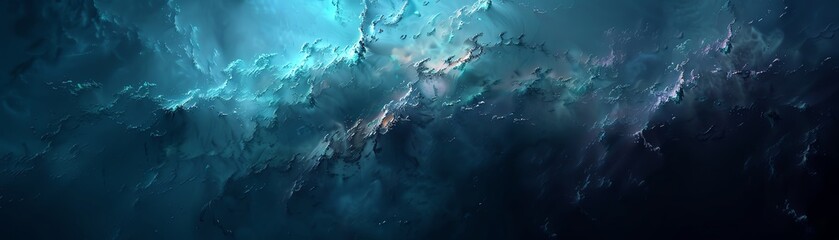 Explore the depths of abstract underwater realms through a side view lens, blending ethereal elements into a harmonious composition Utilize digital rendering techniques to portray intricate details wi