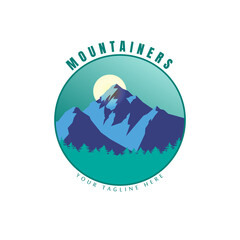 Mountain adventure badge logo vector graphic illustration on background