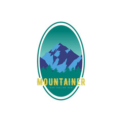Mountain adventure badge logo vector graphic illustration on background