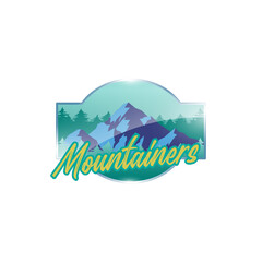 Mountain adventure badge logo vector graphic illustration on background