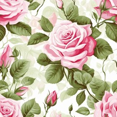 Seamless Roses Pattern in White and Yellow