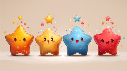 Obraz premium Funny comic with adorable characters: leves, barger, and star.