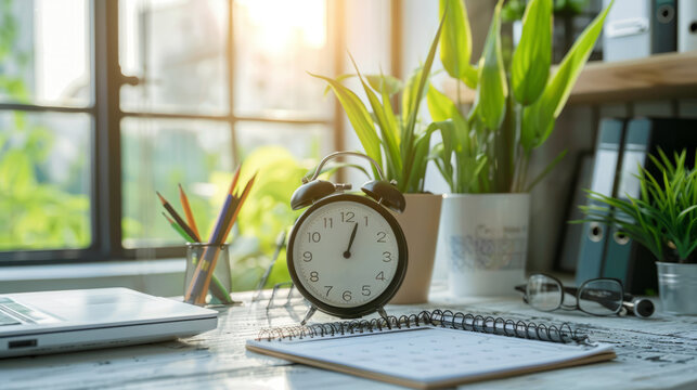 a desk organizer with built-in timer and calendar for efficient time management, displayed on a desk background