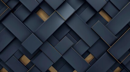 Dark blue luxury abstract polygonal pattern on gold background AI generated