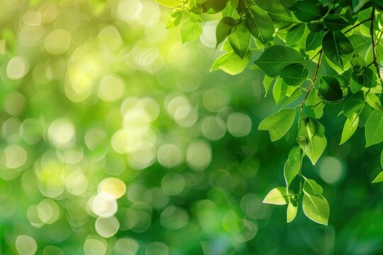 Green texture background, Photos blurred and bokeh under the tree, Fresh nature healthy or bio concept - generative ai