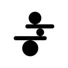 Abstract balance symbol. Black circles and lines. Minimalist design Vector art. Concept of equilibrium.