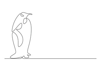 Penguin continuous one line drawing. Isolated on white background vector illustration 