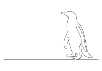 Penguin continuous one line drawing. Isolated on white background vector illustration 