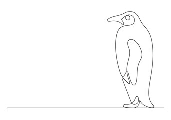 Penguin continuous one line drawing. Isolated on white background vector illustration 