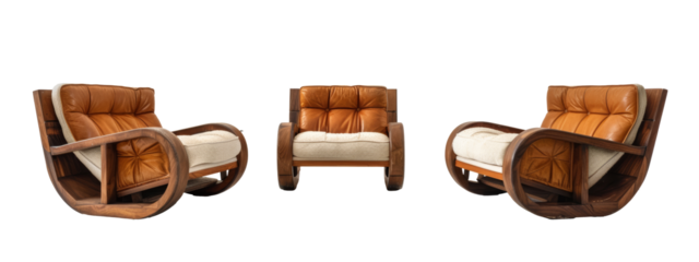 Set of the brutal uphlstered furnitures on the transparent background