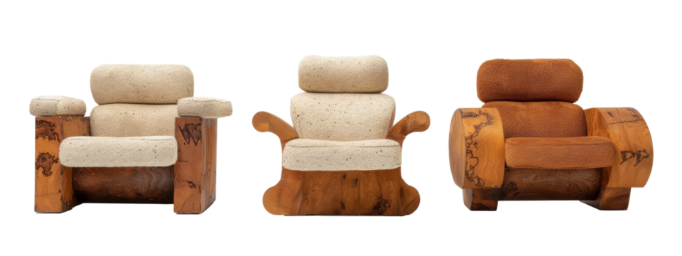 Set of the brutal uphlstered furnitures on the transparent background